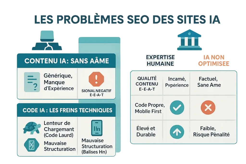 Comparaison entre site IA et expertise humaine pour le SEO