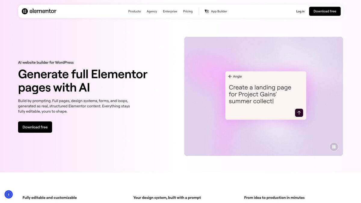 plugins IA WordPress utiles pour une PME en 2026 4 Elementor AI : le design accessible sans transpirer