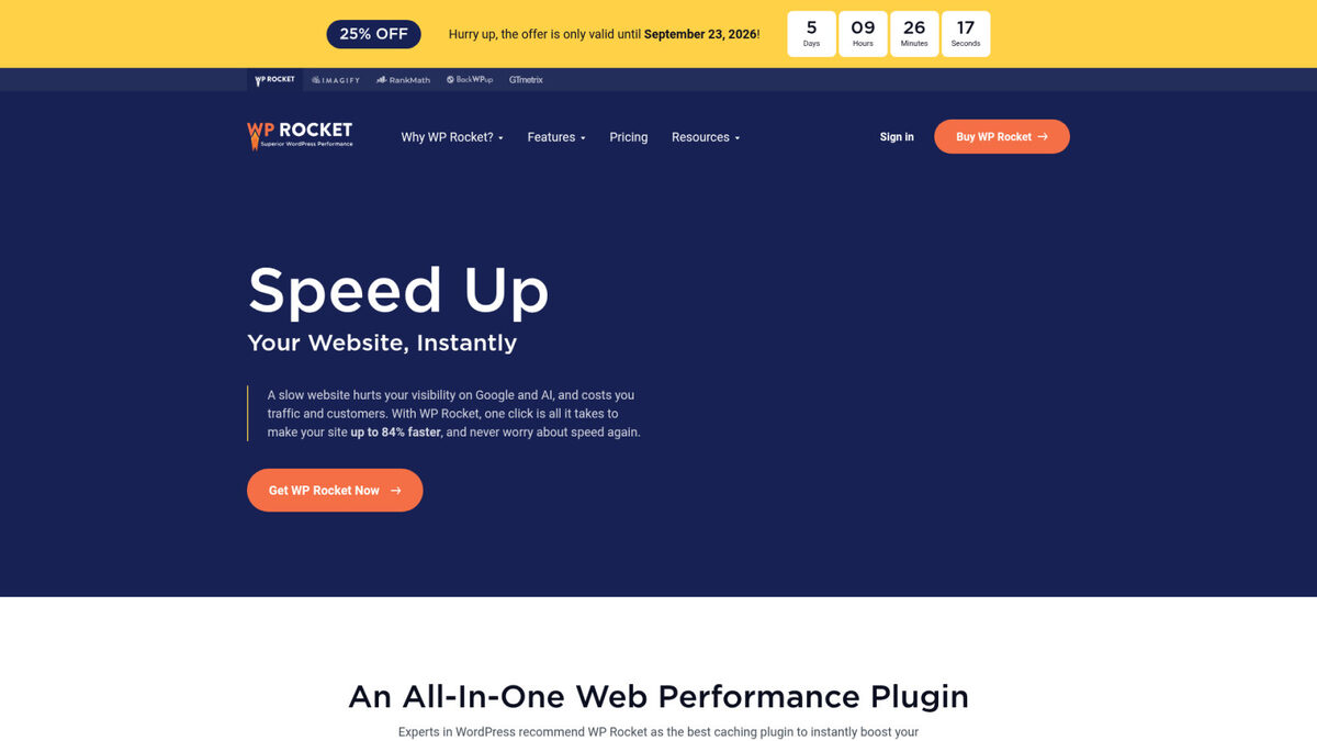 plugins IA WordPress utiles pour une PME en 2026 6 WP Rocket : fais décoller la vitesse de tes pages